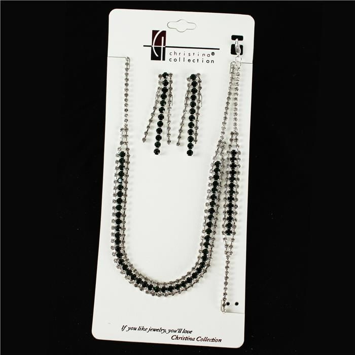Green Emerald Rhinestone Jewelry Set SKU: 188028EM