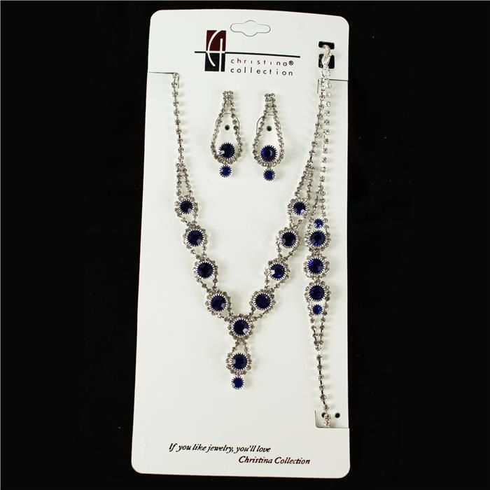 Blue Radiance Rhinestone Jewelry Set SKU: BRJ-1450