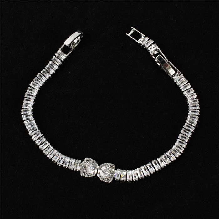 Silver Cubic Zirconia Bow Bracelet SKU: 18809SLB