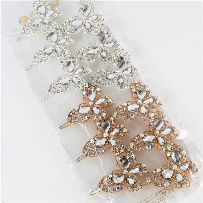 Multicolored Crystal Butterfly Hair Clips SKU: 18831MXH