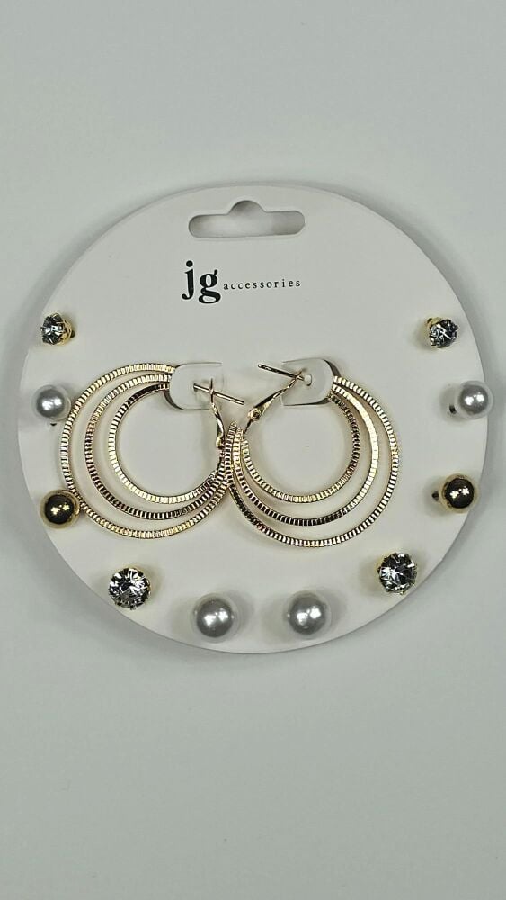 Gold Hoop & Stud Earring Set