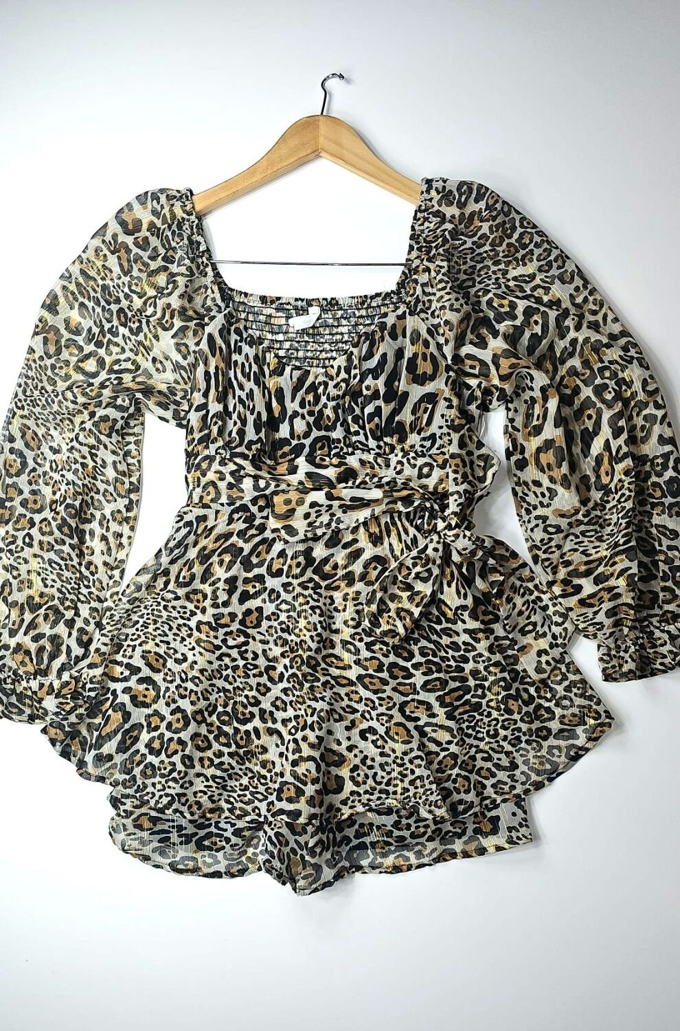 Wild Elegance Leopard Print L/S Romper Size: L SKU: LEO1234X