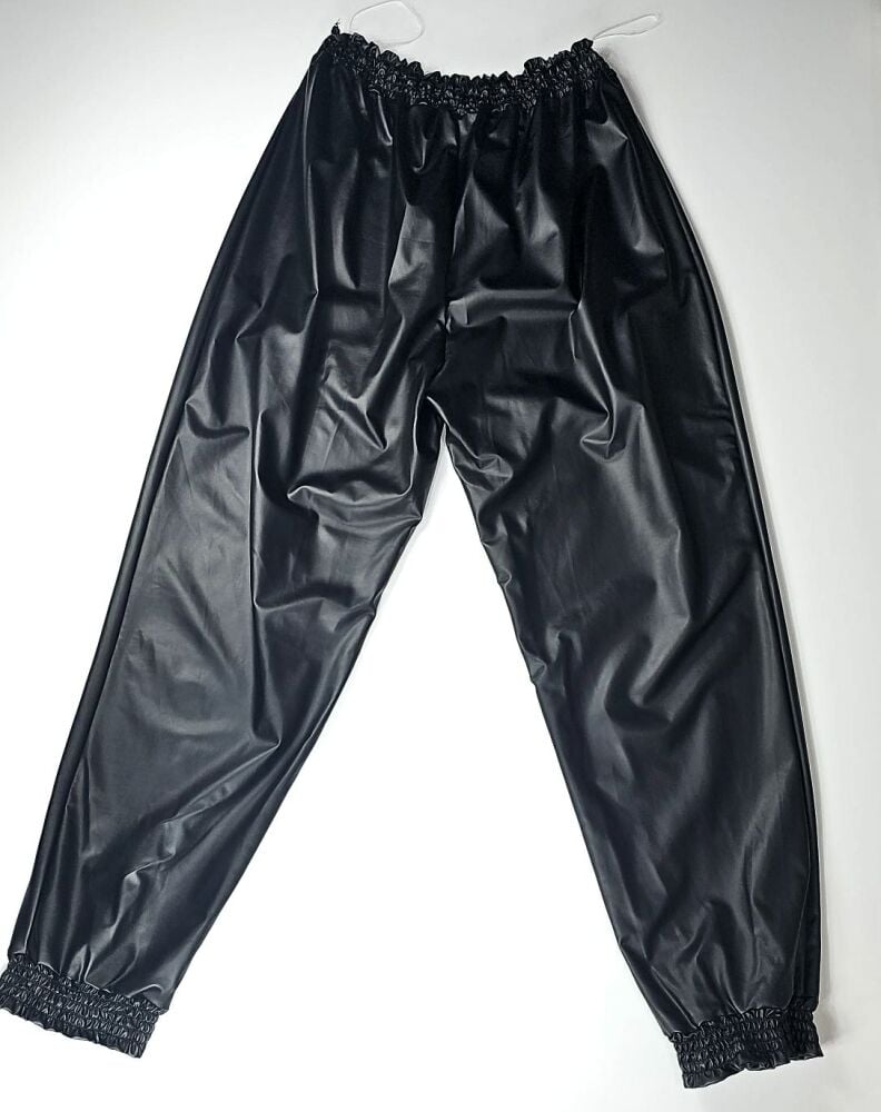 Black Faux Leather Jogger Pants SKU: 94273185