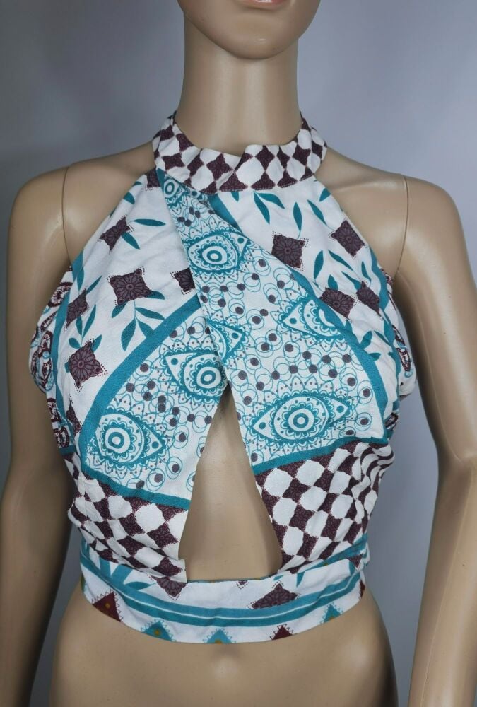 Thread Story Geometric Patchwork Halter Top Size: L SKU: 23784199