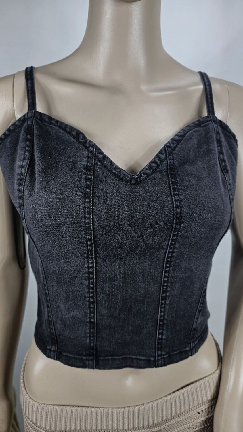 Black Denim Corset Top Size: XL SKU: 8654321