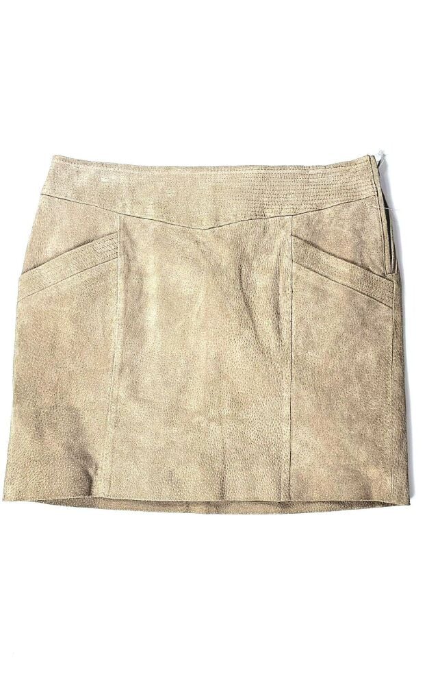 Leather Taupe Suede Mini Skirt Size: S SKU: 52783914