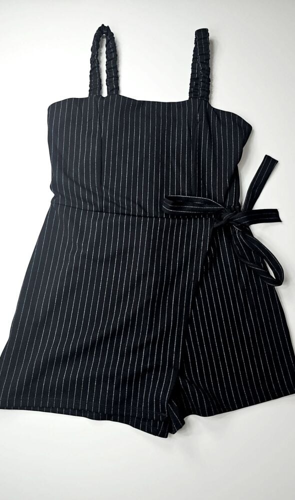 Sleek Stride Pinstripe Romper Size: XL SKU: PIN7893X