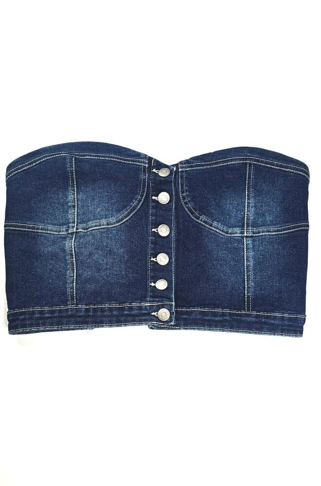 Dark Wash Button-Up Denim Bustier Size: XL SKU: 8765432