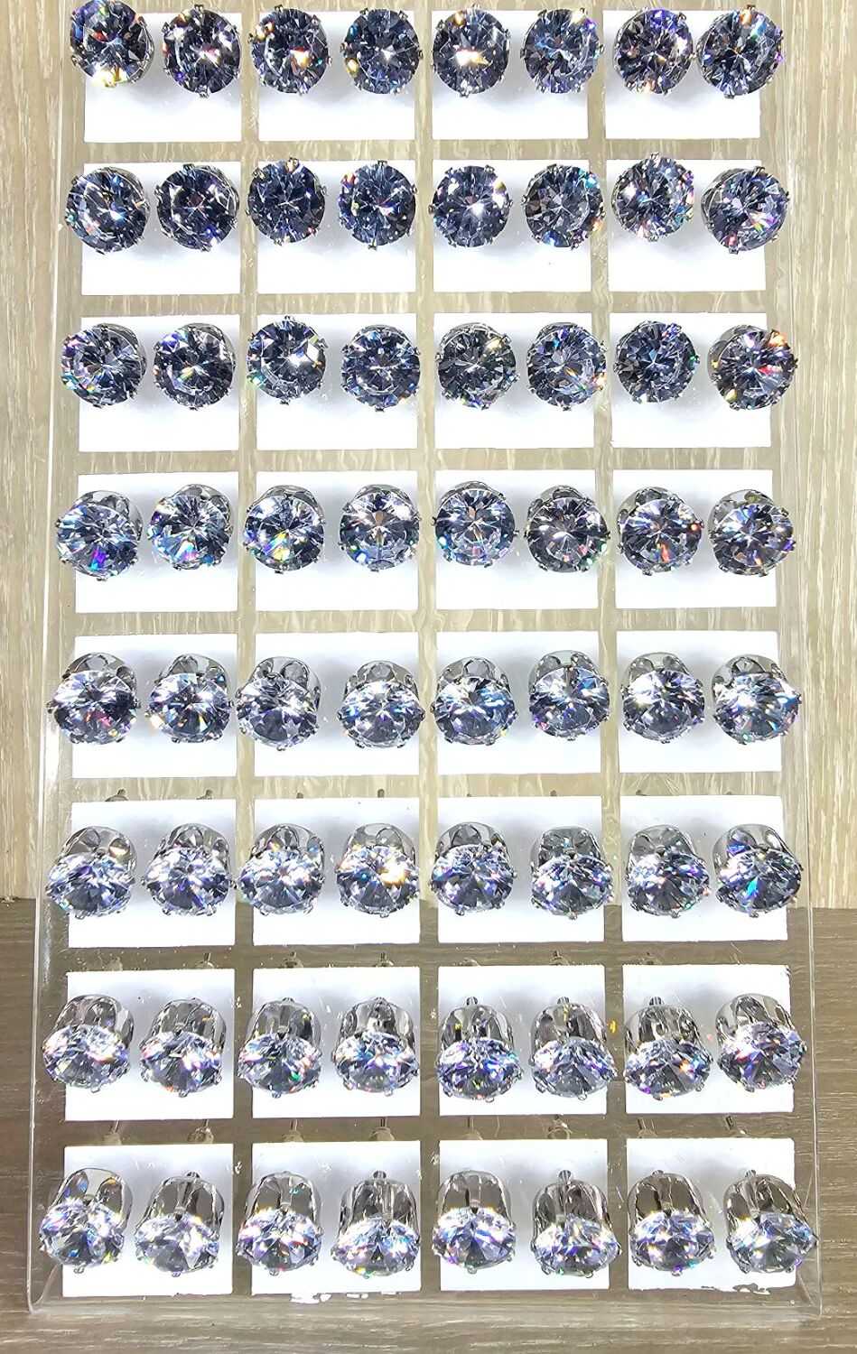 8MM Round Stone CZ Diamond Stud Earrings (Single Pair) SKU: 34729185