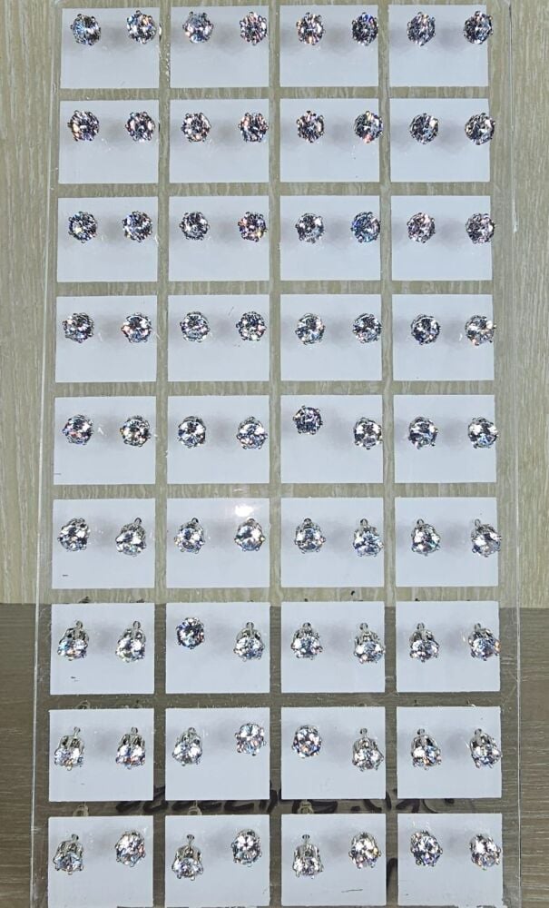 4MM Round Stone CZ Diamond Stud Earrings (Single Pair) SKU: 56473823