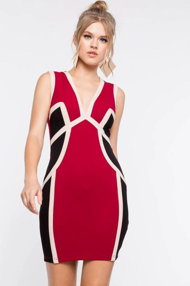 Colorblock Bodycon Dress Size: S SKU: A02394