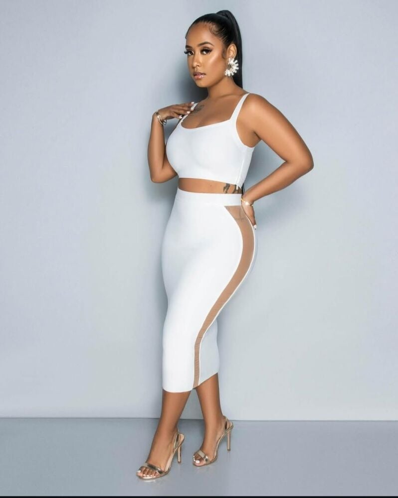 White Bandage Minimalist Crop Top & Midi Skirt Set Size: S SKU: 67686641