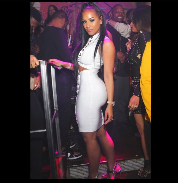 B032 - Laced Up Cut Out Bandage Dress