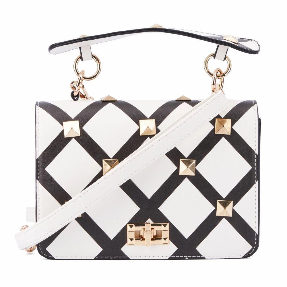 White/Black Edgy Crossbody Bag SKU: B0-M5475