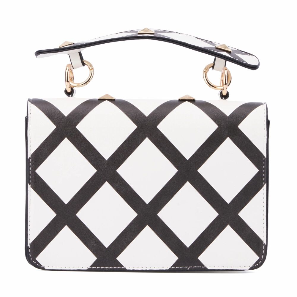 White/Black Edgy Crossbody Bag SKU: B0-M5475