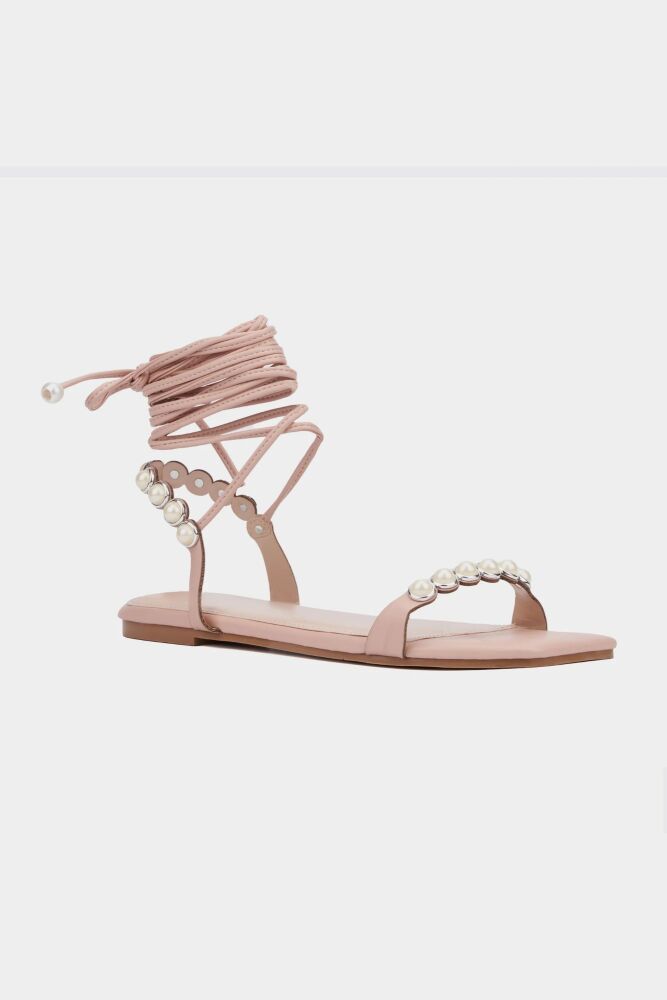 COMING SOON Nude Wide Width Ankle Strap Flat Sandal