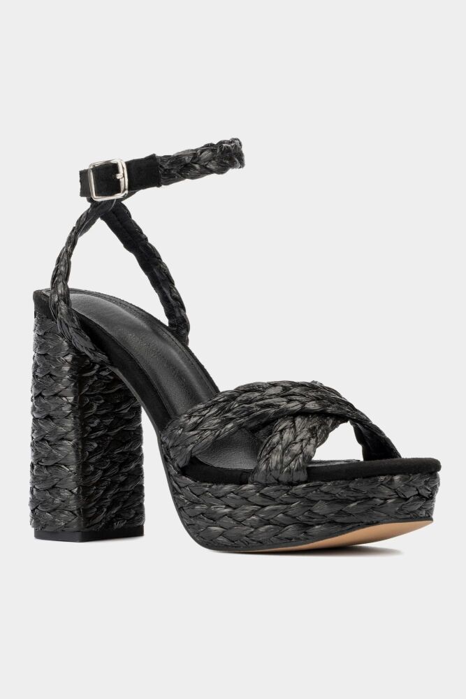 COMING SOON Black Woven Platform Sandal