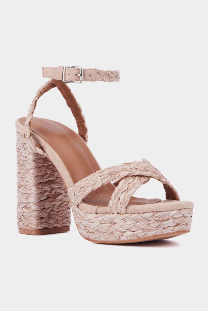 COMING SOON Blush Woven Platform Sandal