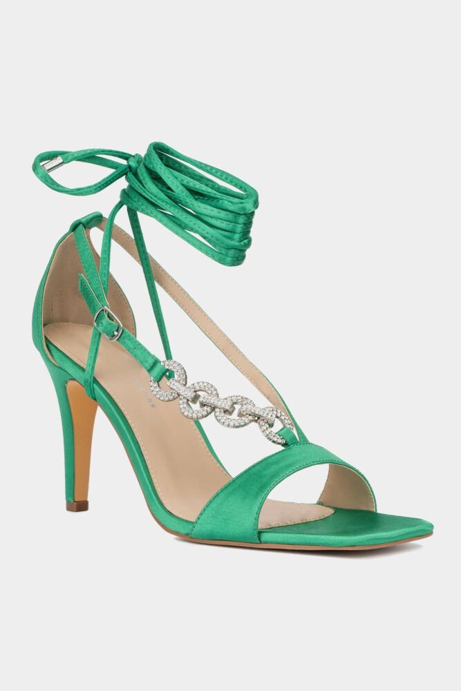 COMING SOON Green Wide Width Strappy Heels Size: 11