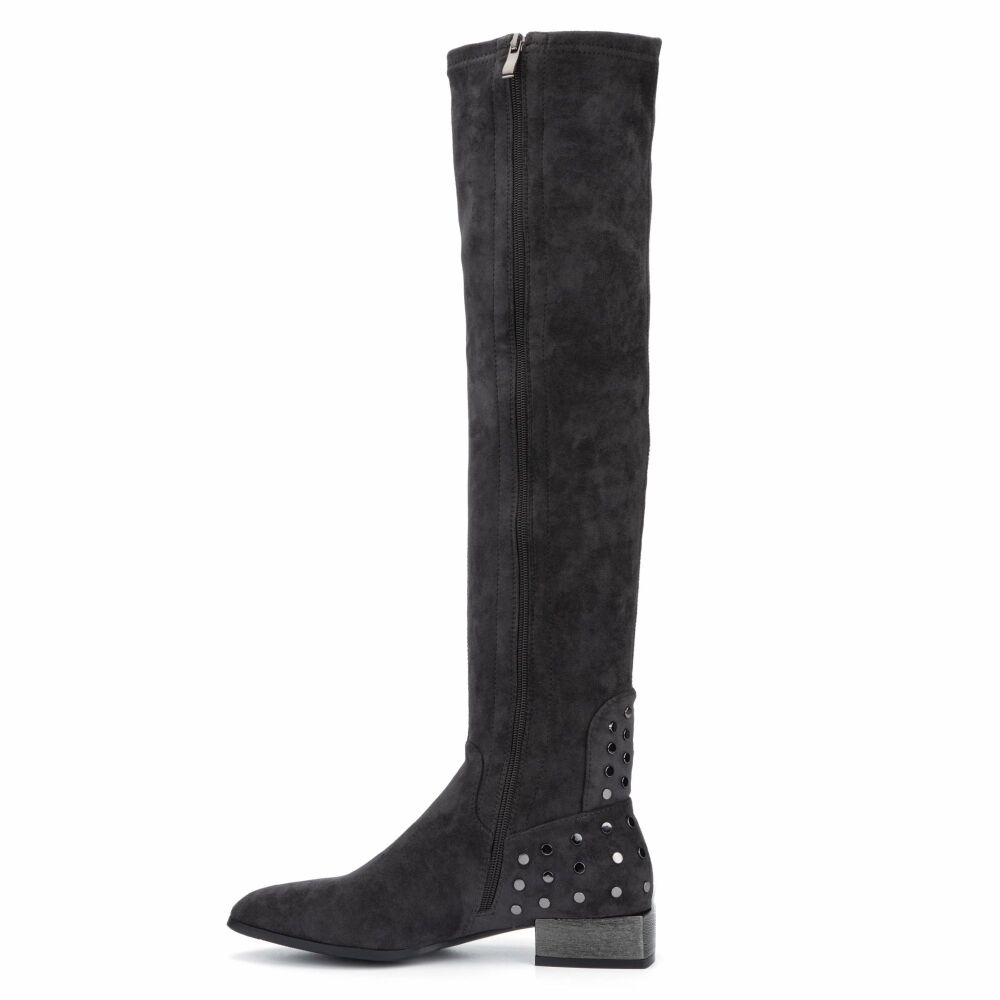 Grey Studded Knee-high Boots Size: 8