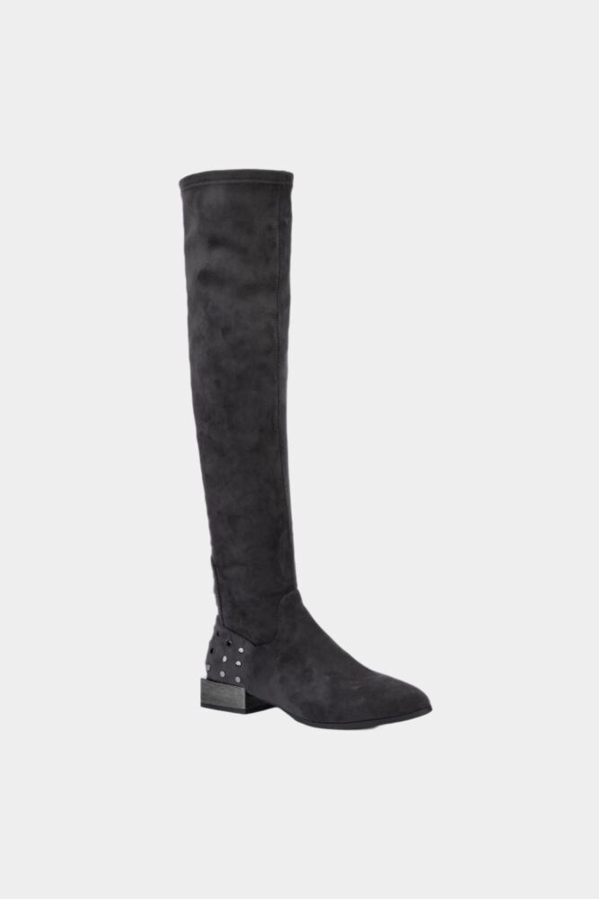 Grey Studded Knee-high Boots Size: 8