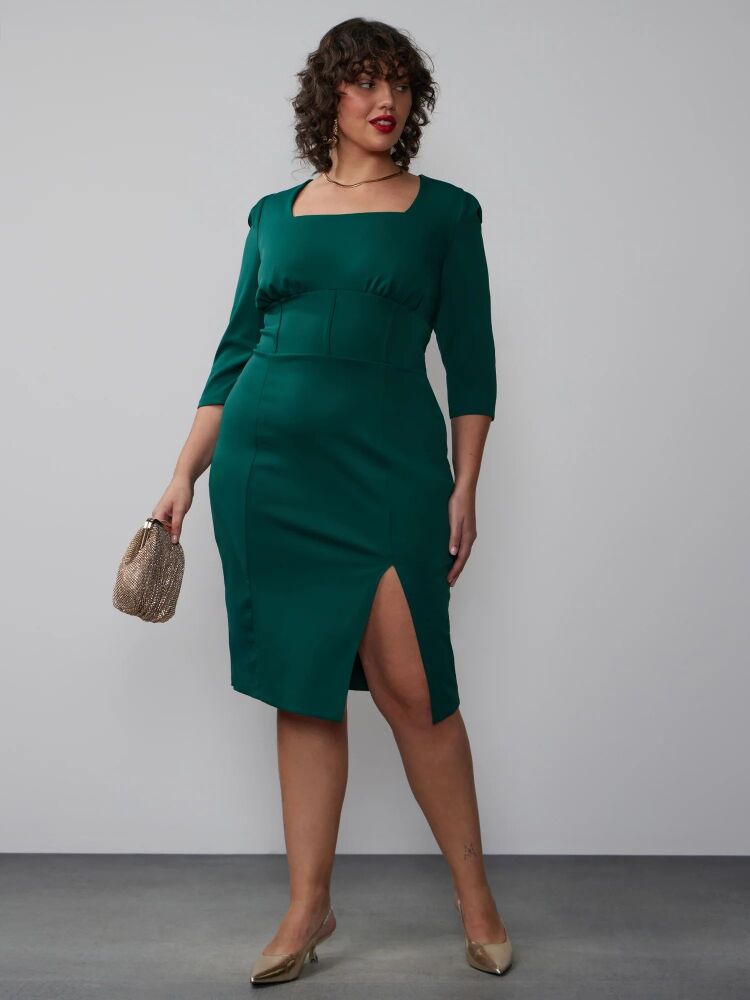 Corset Waist Side Slit Dress Size: 4XL SKU: K056748