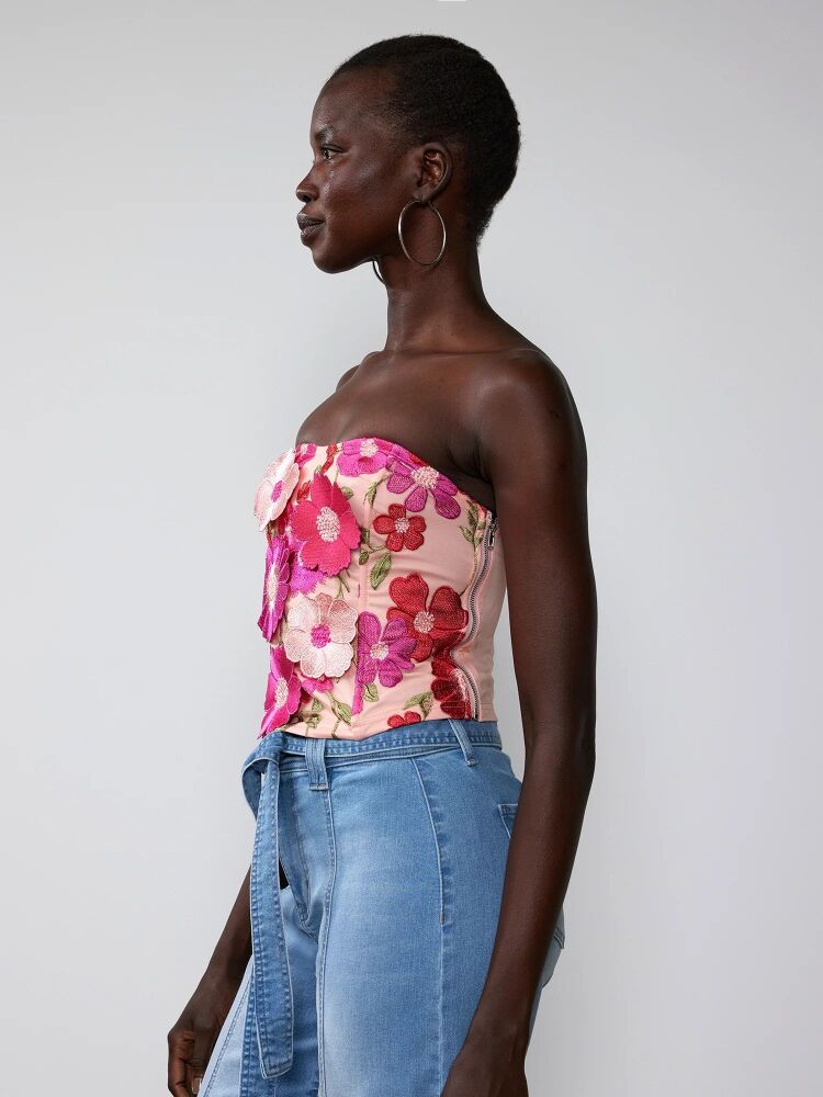 Corset Strapless Embroidered Top SKU: 8907212