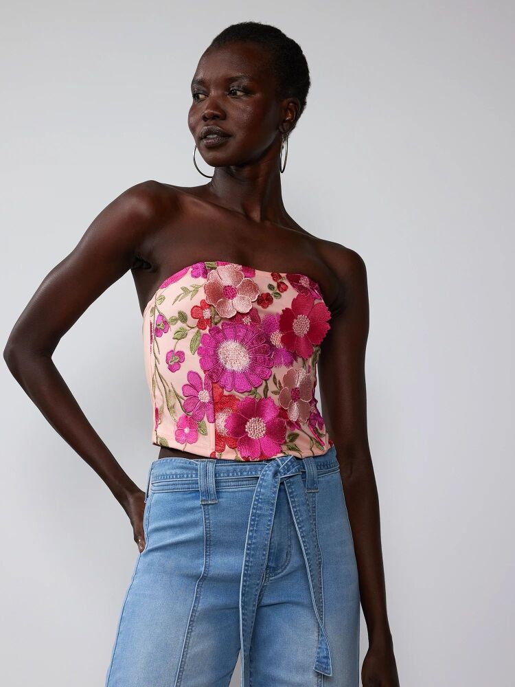 Corset Strapless Embroidered Top SKU: 8907212