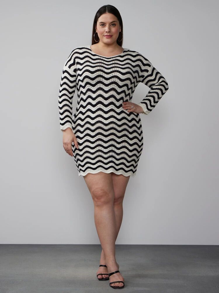 Long Sleeve Pointelle Crochet Dress Size: 2XL SKU: F079805