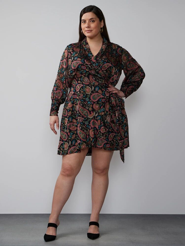 Long Sleeve Velvet Paisley Mini Dress SKU: 0198976