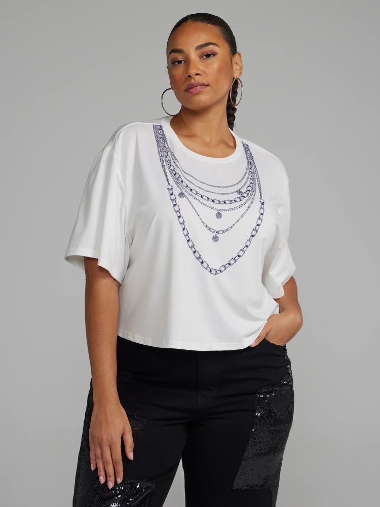 Short Sleeves Graphic Chain Top SKU: 1078332