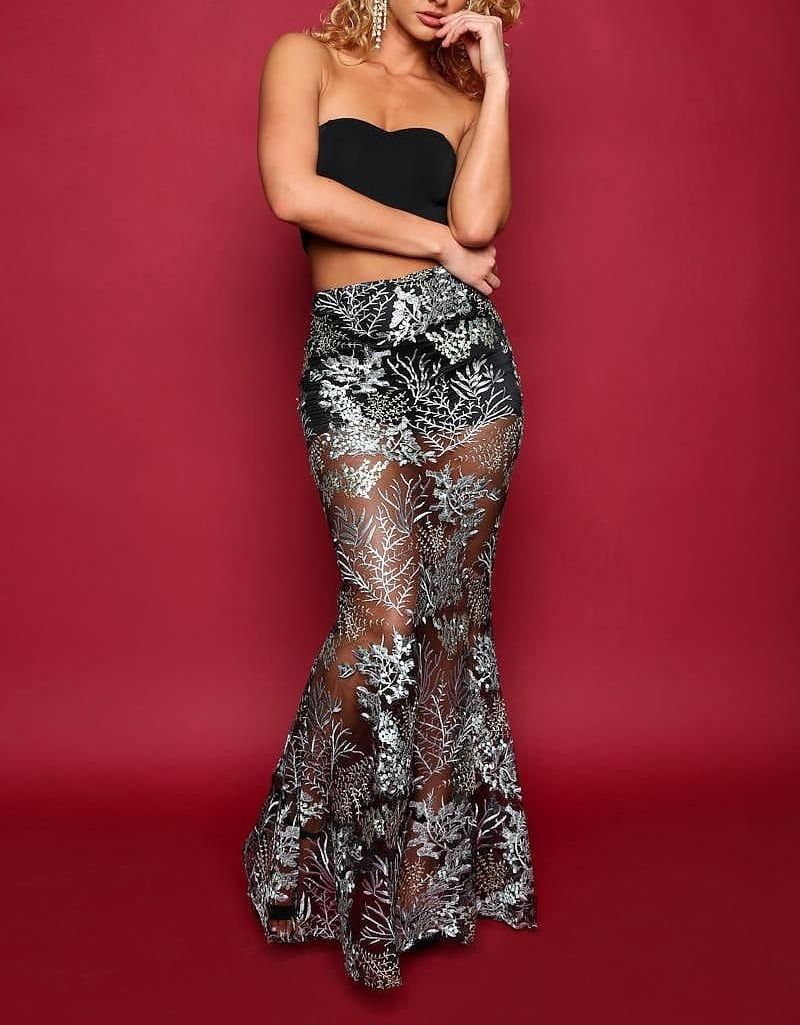 Floral Mermaid Crop Top Skirt Set Size: M SKU: 7906912