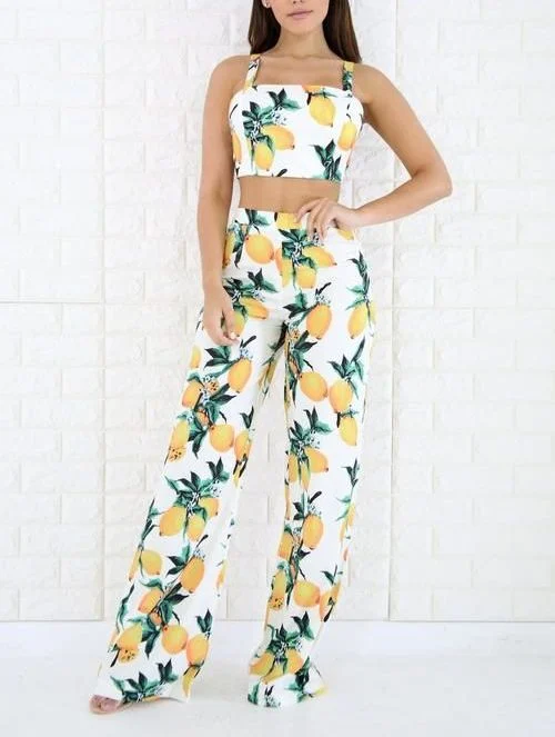 Lemon Flowers Printed Pant Set Size: M SKU: 1089089
