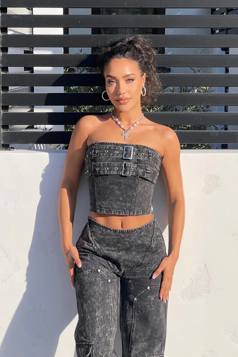 Stonewash Belt Details Tube Top Size: ML SKU: 1057685