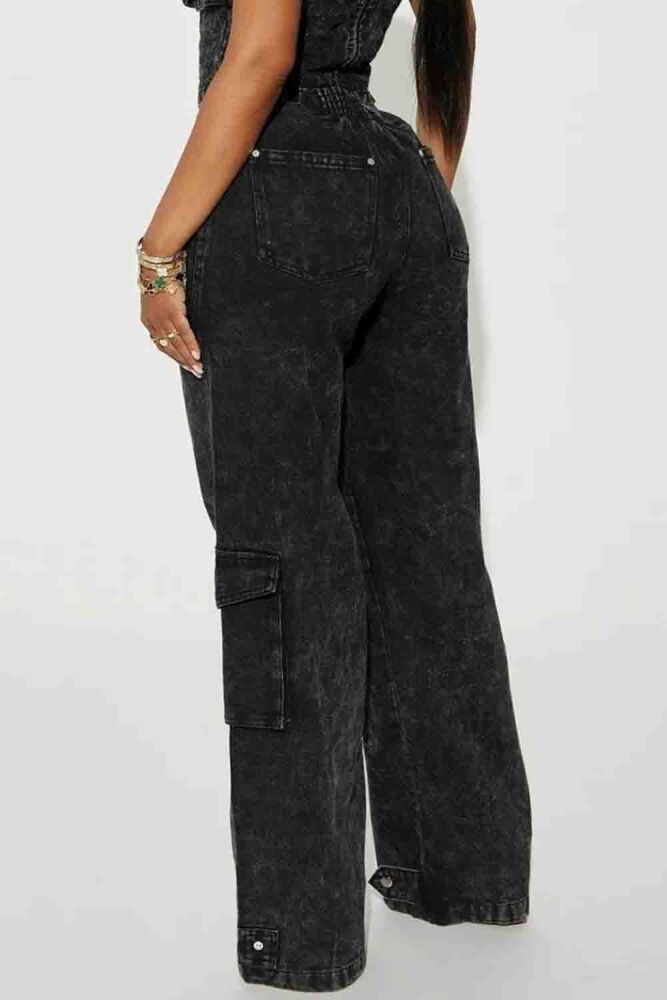Stonewash Wide Leg Cargo Jeans Size: ML SKU: 1089704