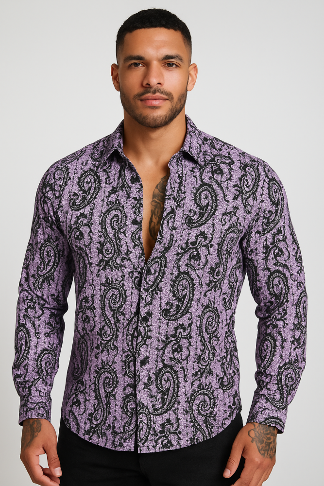 Vintage Paisley Long-Sleeve Shirt Size: L SKU: 67892541