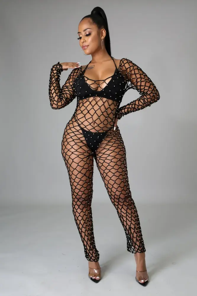 Black Come Closer Mesh Jumpsuit SKU: 6785F43