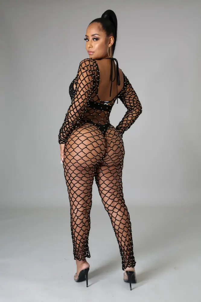 Black Come Closer Mesh Jumpsuit SKU: 6785F43