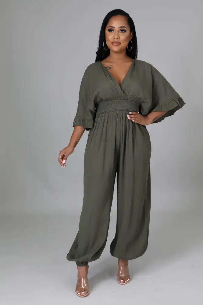 Olive Green Between Us Jumpsuit Size: M SKU: 7869011
