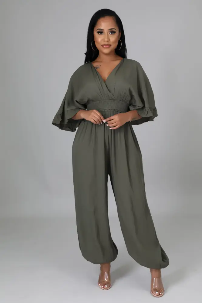 Olive Green Between Us Jumpsuit Size: M SKU: 7869011
