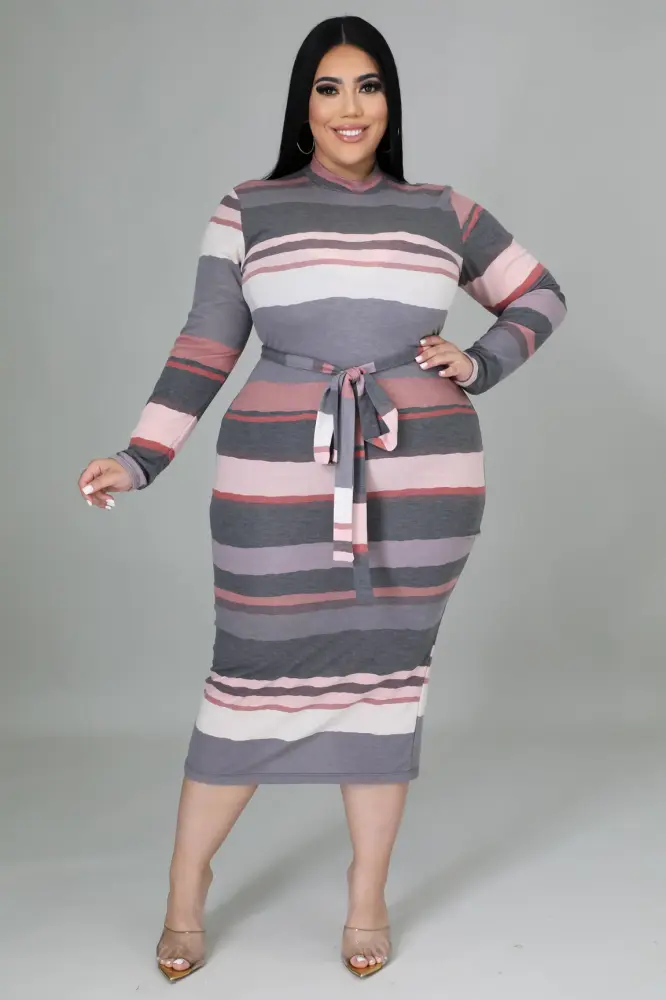 Feeling Some Stripe Of Way Dress Size: 1XL SKU: D980611