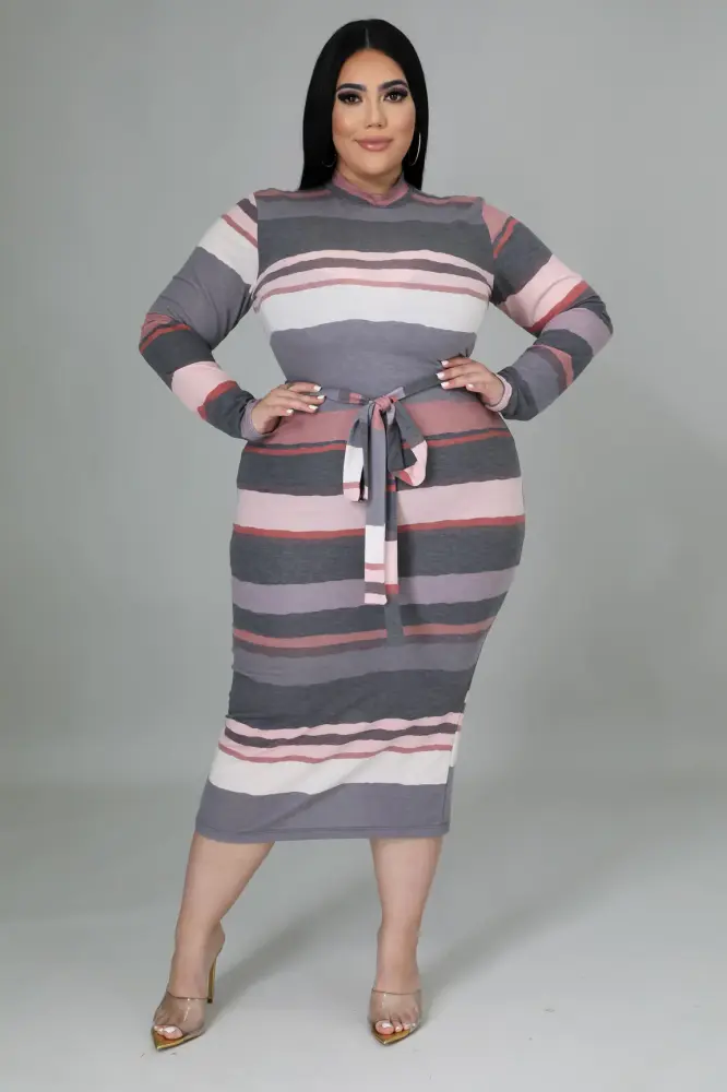 Feeling Some Stripe Of Way Dress Size: 1XL SKU: D980611