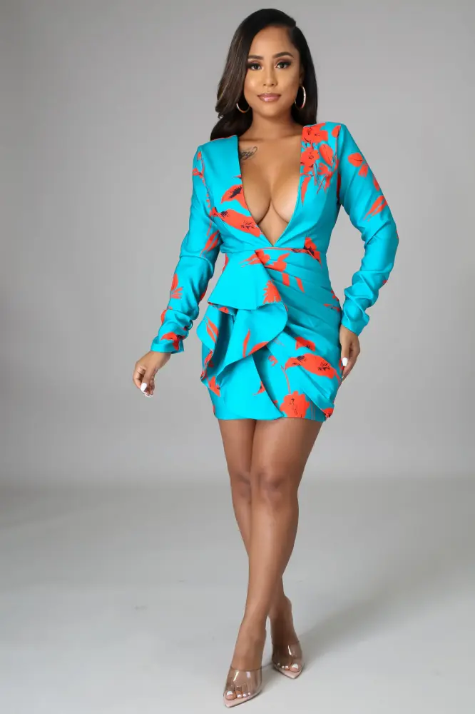 Teal Ruffle With Me Dress Size: S SKU: A0V6750