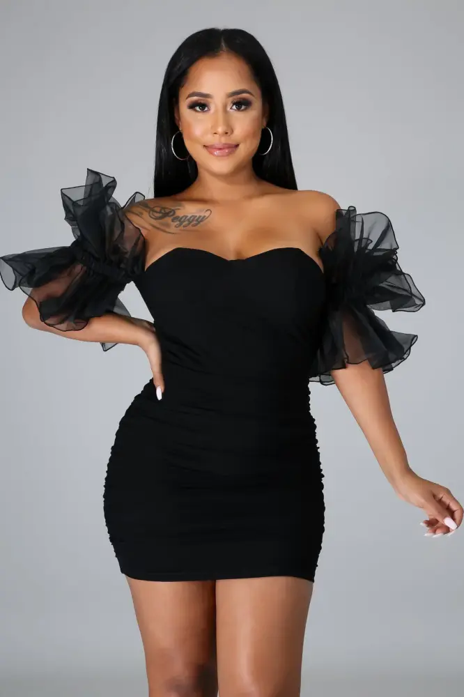 Party All Day Short Puff Tulle Sleeves Dress SKU: 4546473