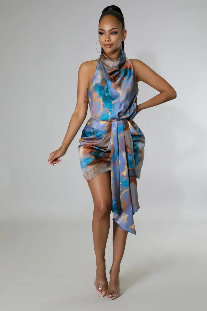 Ocean Blue Satin Dress Size: S SKU: AM09012