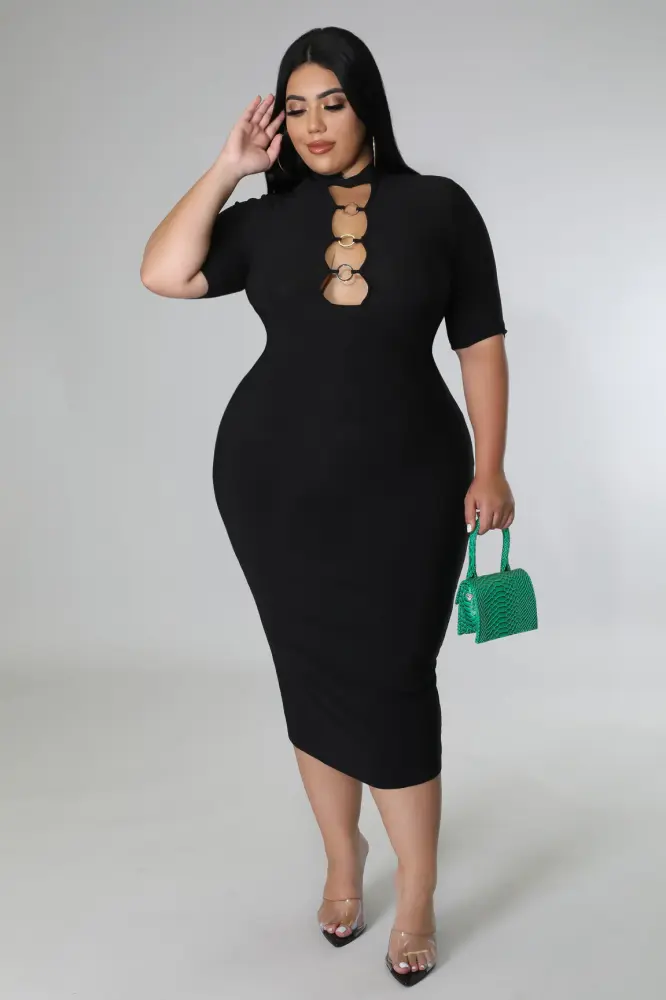Keep Up That Energy Black Dress Size: 2XL SKU: F0970B1