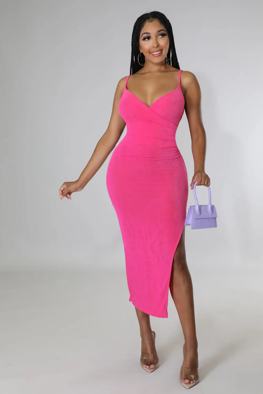 Venus Views Stretch Fit Fuchsia Dress Size: L CM01748