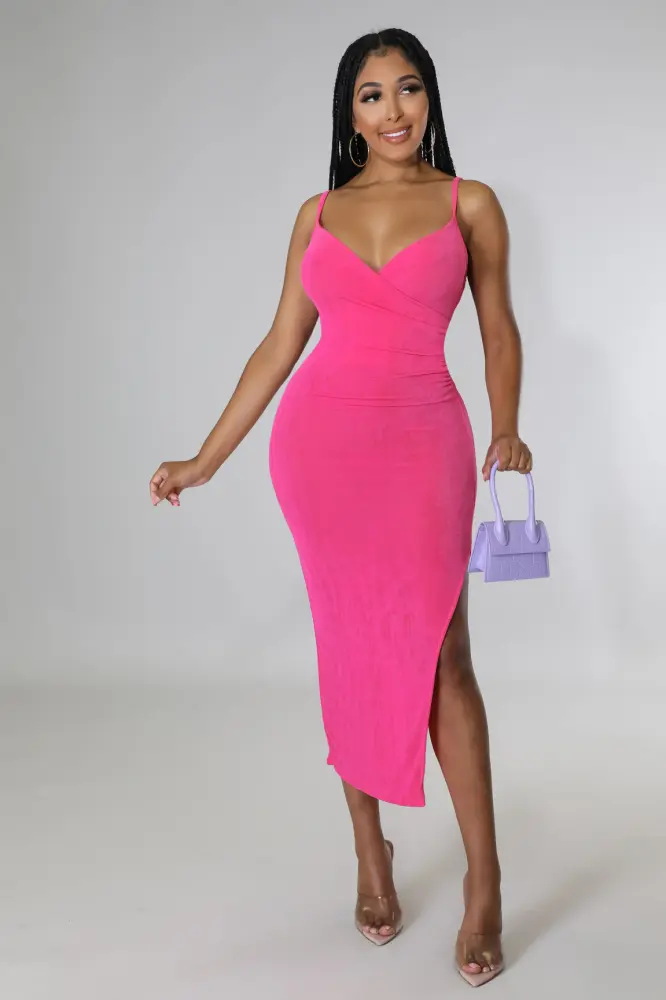 Venus Views Stretch Fit Fuchsia Dress Size: L CM01748