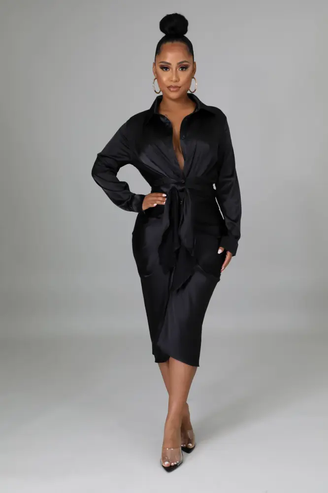 Falling For You Midi Black Dress SKU: M67859Q
