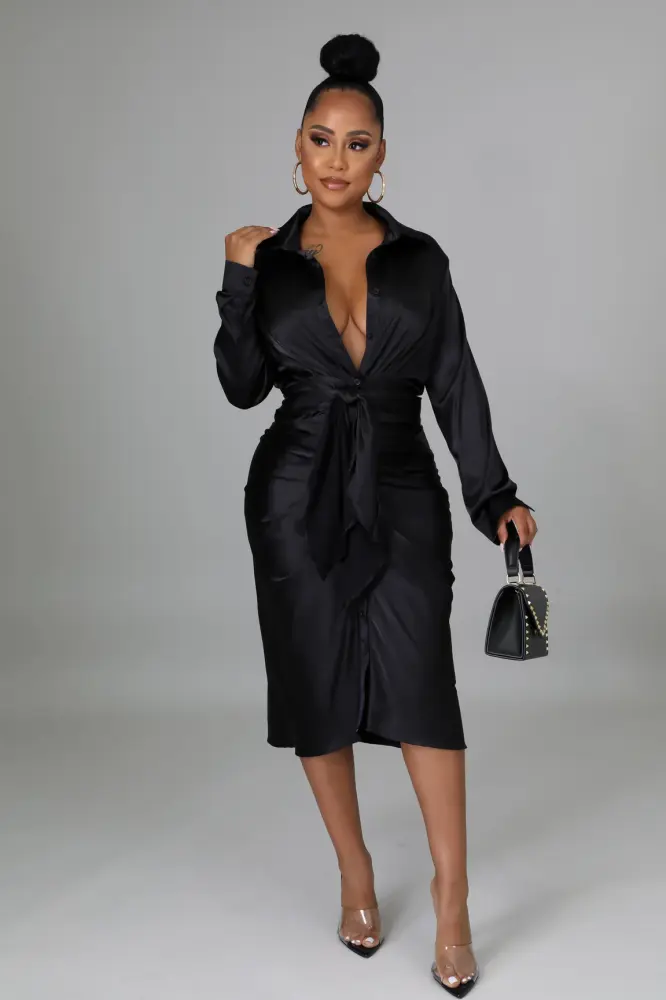 Falling For You Midi Black Dress SKU: M67859Q